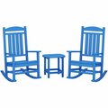 Polywood Presidential Pacific Blue Patio Set with South Beach Side Table and 2 Rocking Chairs 633PWS1661PB